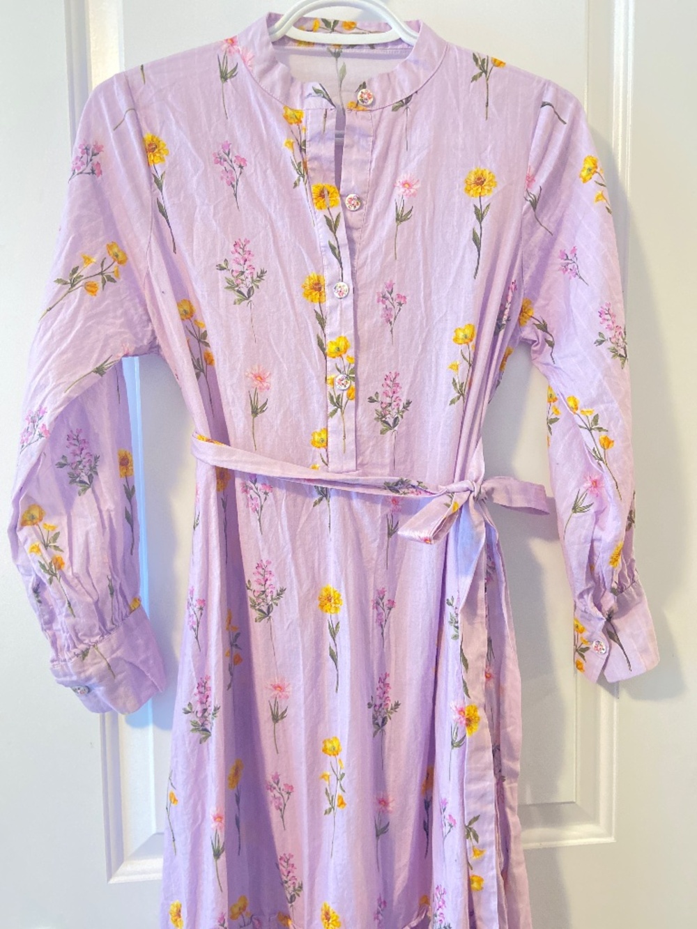 Lavender and yellow cotton maxi